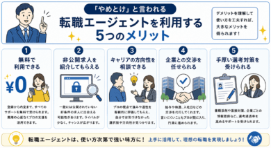 「やめとけ」と言われる転職エージェントを利用する5つのメリット